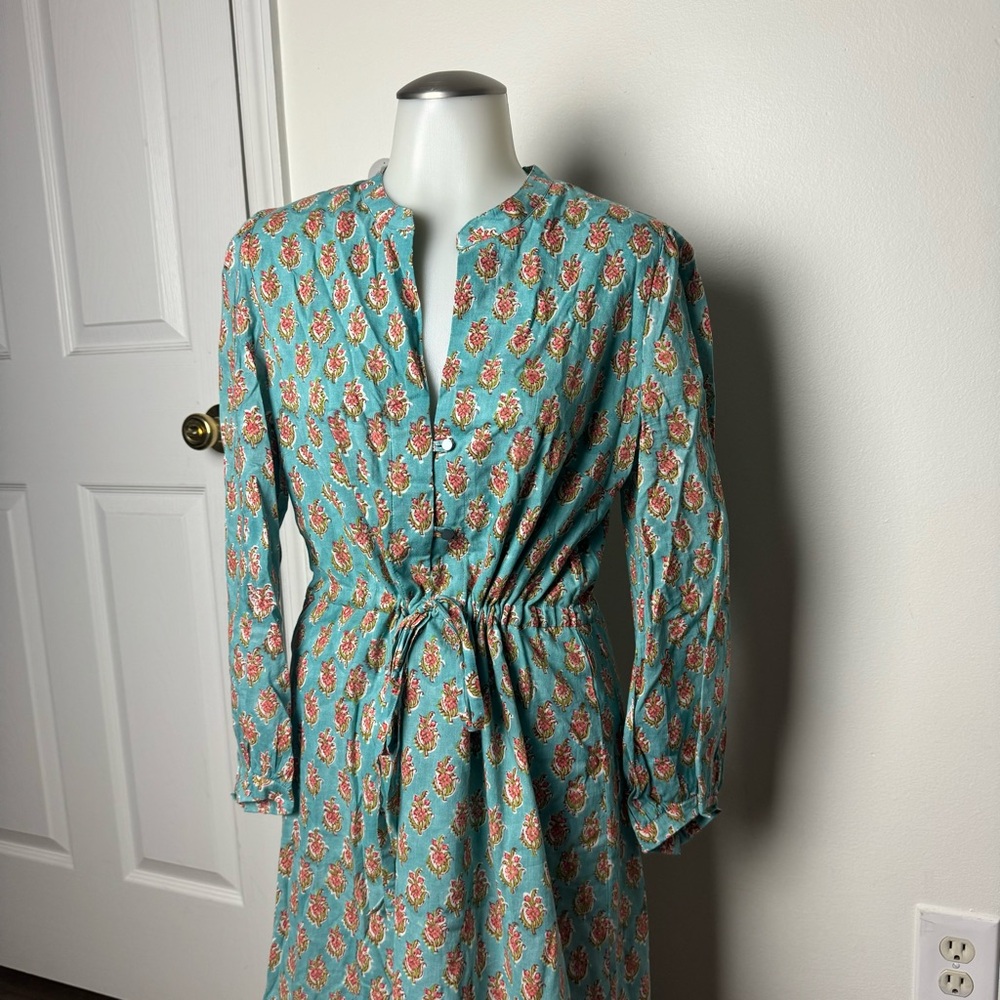 EMERSON FRY COTTON BLUE LONGSLEEVE MAXI DRESS MEDIUM - Picture 6 of 9